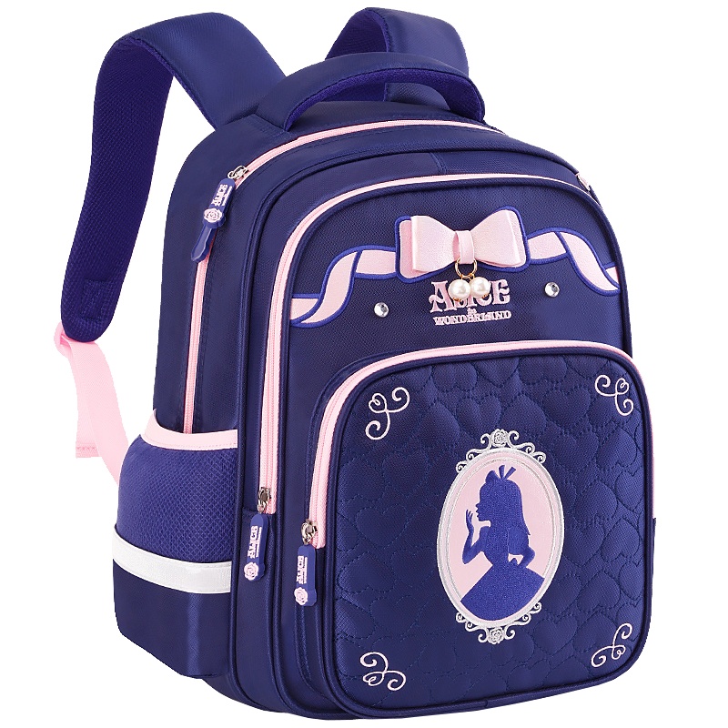 迪士尼(Disney)爱丽丝书包小学生女童1-3年级公主7-10岁女孩儿童双肩背包SA80021藏青