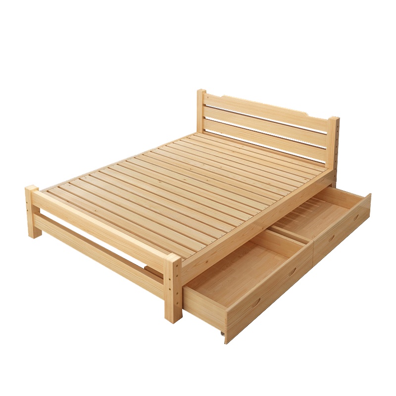 富和美(BNF)办公家具实木原木床1.2米抽屉床