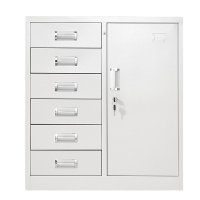 储物柜 资料柜 文件柜 凭证柜 钢制铁皮柜 亚光灰色 带锁 小六斗柜 小六斗
