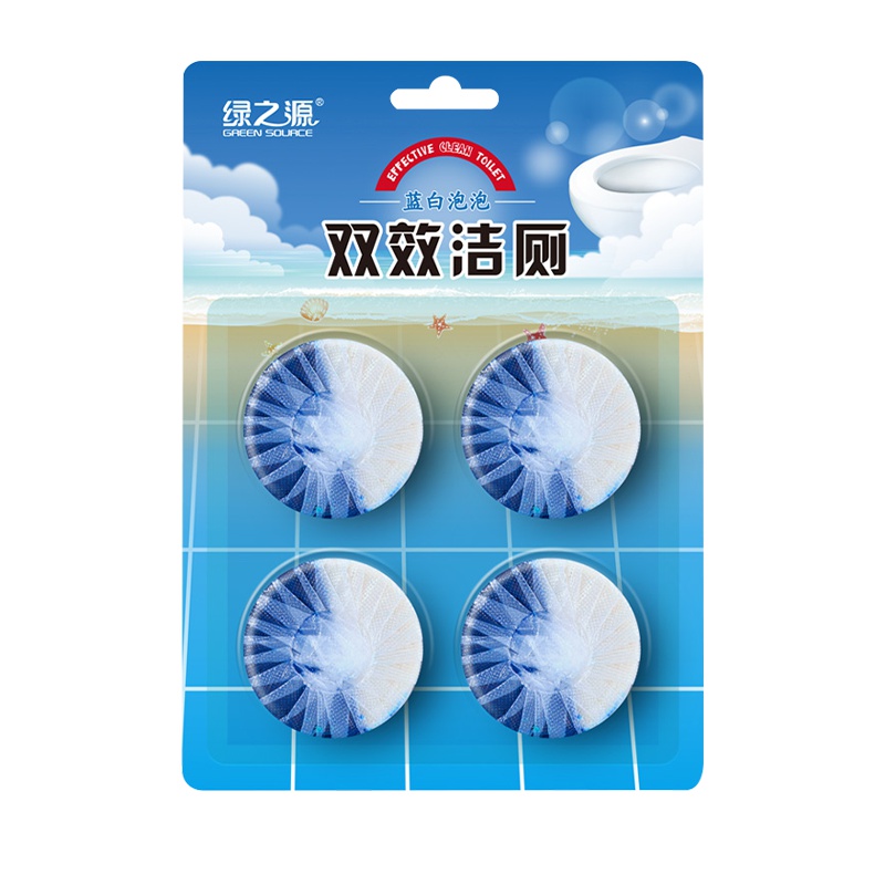 绿之源 双效洁厕宝蓝白泡泡厕所卫生间马桶除味剂去异味空气清新芳香剂(40g*4粒装)单独包装Z-1884