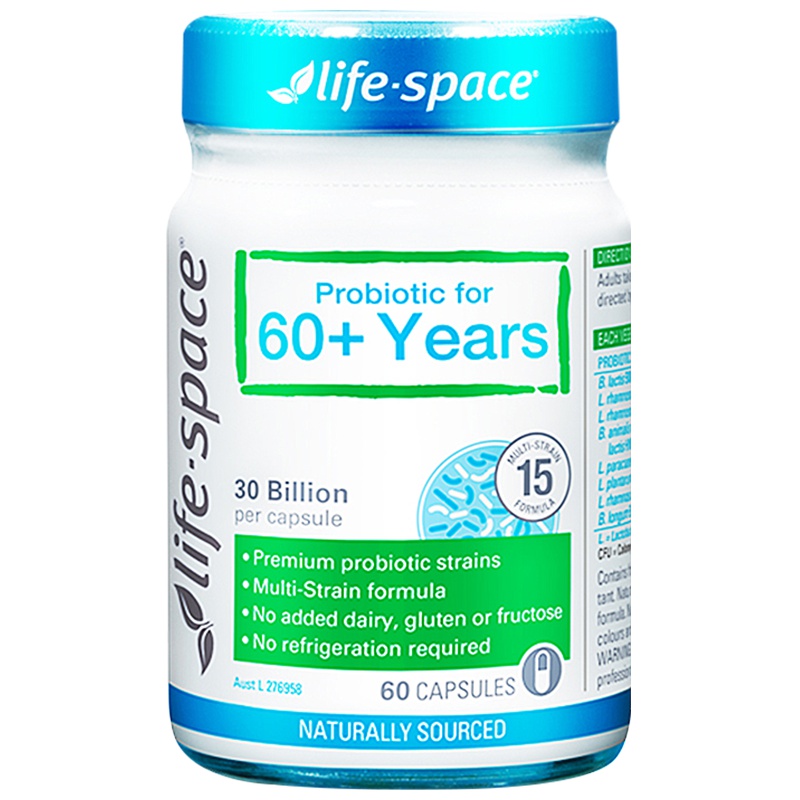 Life Space/生命领域60+老人益生菌胶囊60粒/瓶装软胶囊肠胃养护 减脂养胃保健 益生菌 肠胃养护 澳洲进口
