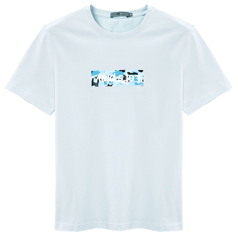 黑鲸字母印花短袖T恤夏季男装休闲圆领套头衫男CNTBJ28240A