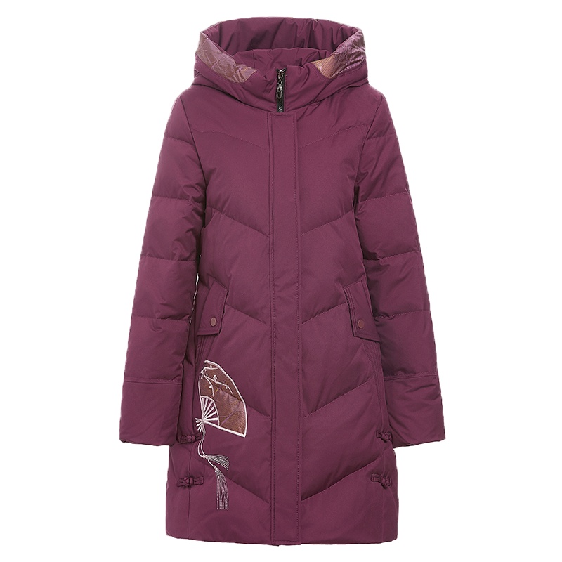 鸭鸭 90鸭绒妈妈装冬季外套四五十岁中老年羽绒服女新款时尚绣花保暖大衣