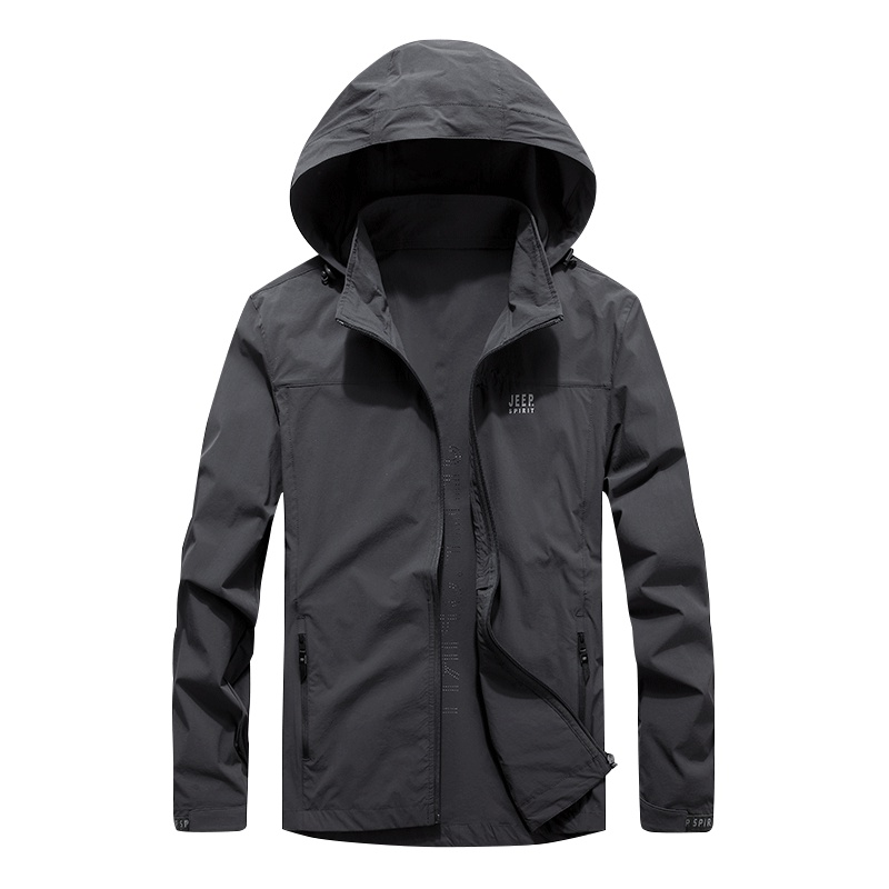 JEEP/吉普2019春秋季休闲夹克男连帽春季新品男装时尚纯色上衣外套