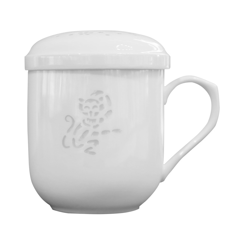 定制马克杯子带盖茶杯水杯办公杯套装家用景德镇生肖瓷器过滤泡茶大号生肖杯猴