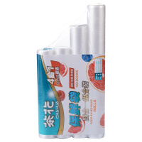 茶花保鲜袋家用经济装大号加厚冰箱水果一次性超市连卷食品袋[保鲜袋200只+保鲜膜2卷]