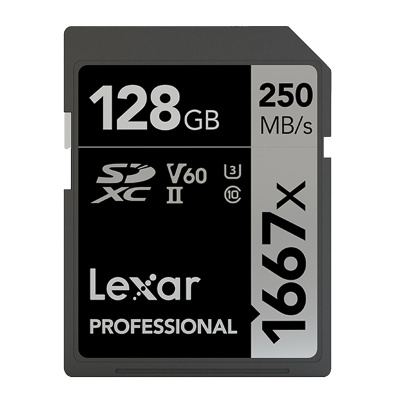 雷克沙(Lexar)128GB SD卡相机内存卡读250MB/s写120MB/s UHS-II单反存储卡 V60等级4K