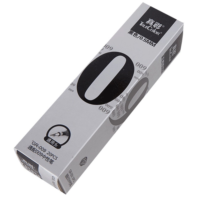 真彩GR-009中性笔芯黑色 20支/盒 5盒 0.5mm中性笔替芯 真彩中性笔芯 水笔芯替换芯