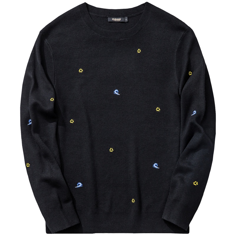 千纸鹤男装外套秋冬套头毛衣男时尚潮流圆领保暖针织衫50085