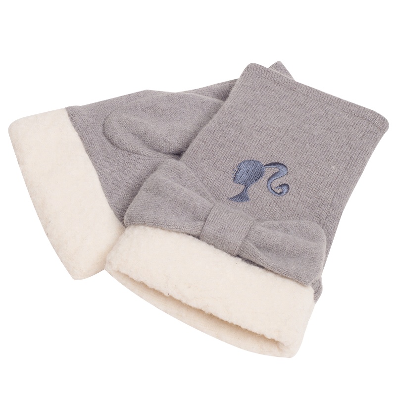 乐为半指手套女士式秋冬季羊毛加绒秋冬天保暖可爱学生韩版潮流时尚 B16FD172