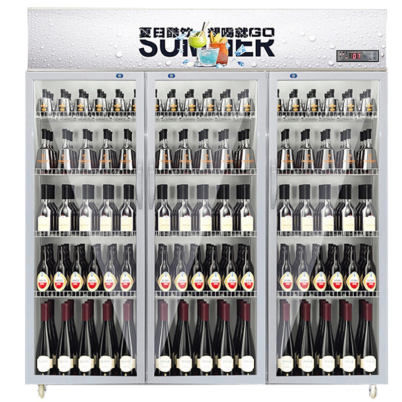 乐创(lecon)展示柜冷藏饮料柜商用冰箱单门双门三门立式保鲜柜便利店超市冰柜啤酒冷饮柜三门星光银(升级1200L)风冷