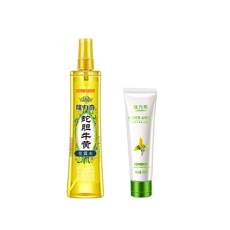 隆力奇蛇胆牛黄花露水195ml+60ml止痒凝露 组合装