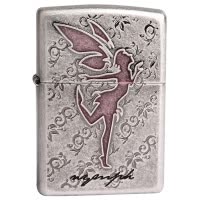 美国ZIPPO打火机 芝宝 古银雕刻FLYNYMPH韩版古银飞仙女 男士礼品