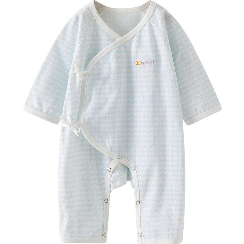 童泰(TONGTAI)2021年四季款0-6月新生婴儿男女宝宝衣服纯棉偏开连体衣系带蝴蝶衣儿童家居服连体衣