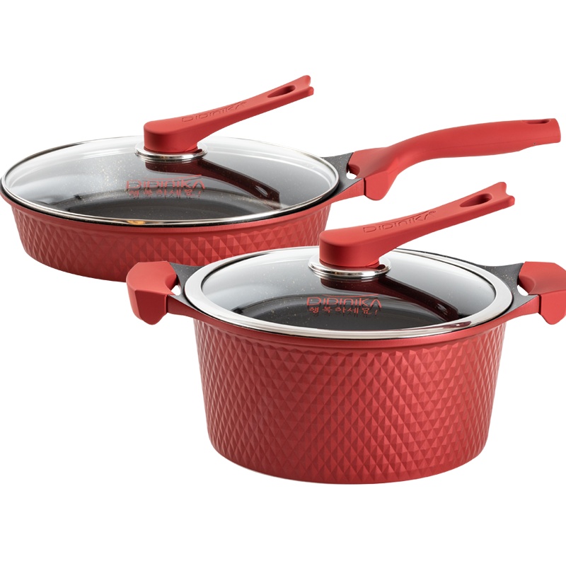 迪迪尼卡(Didinika)锅具套装2件套麦饭石炒锅不粘锅平底锅煎锅家用厨房组合套装