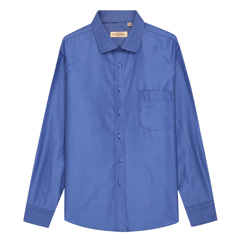 红豆旗下高端品牌轩帝尼(HETINNE)男装春秋季男士长袖衬衫轻奢商务波点提花正装免烫长袖衬衫男
