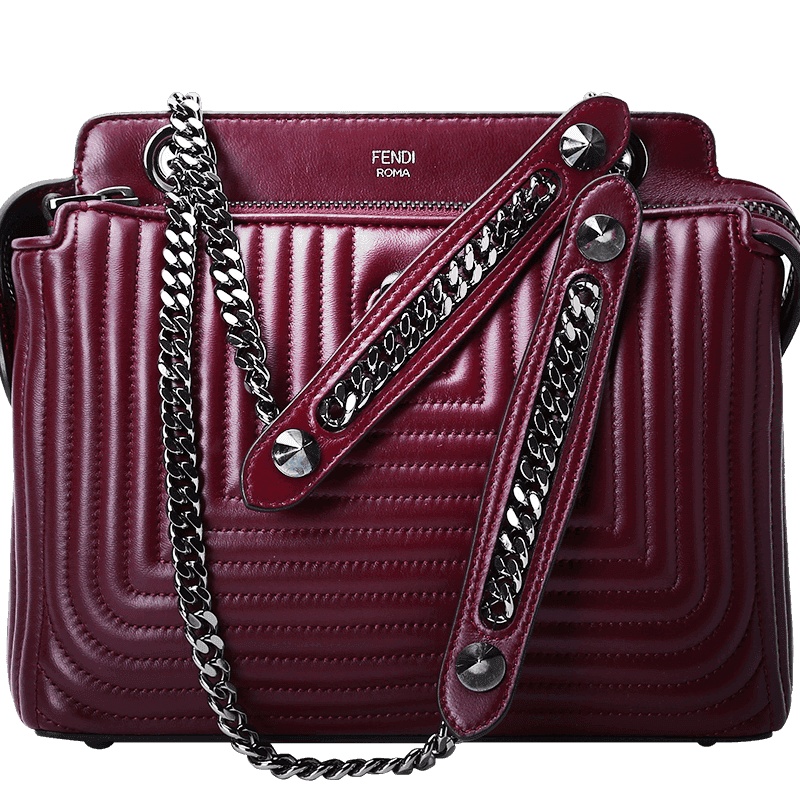 FENDI/芬迪 女包DOTCOM绗缝图案链条手拎斜挎包 8BN299