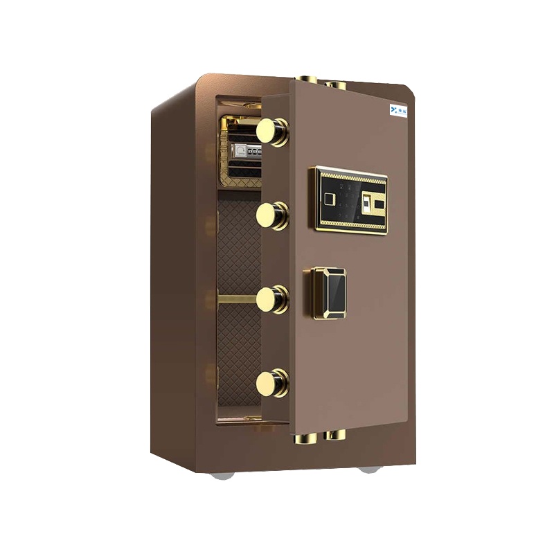 臻远全钢实心防盗保险柜 高60cm指纹款咖啡金色