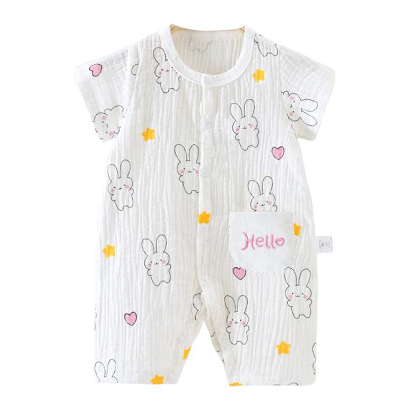 新生儿哈衣爬服宝宝连身衣 纯棉泡泡纱夏季短袖男女婴儿连体衣