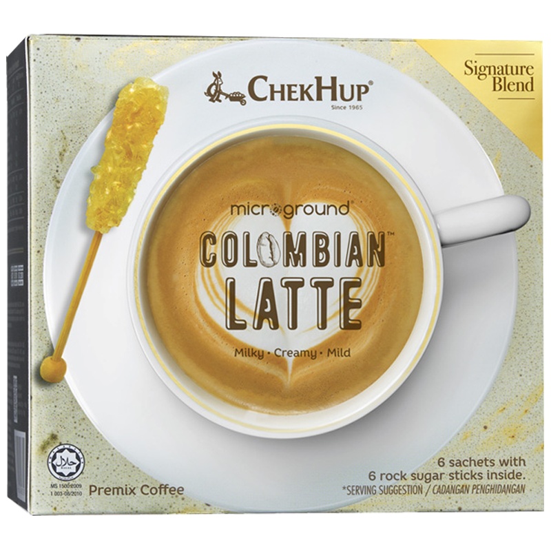 马来西亚原装进口 泽合怡保哥伦比亚拿铁咖啡 速溶咖啡粉228g(咖啡包28g*6+冰糖棒10g*6)冲调饮品盒装