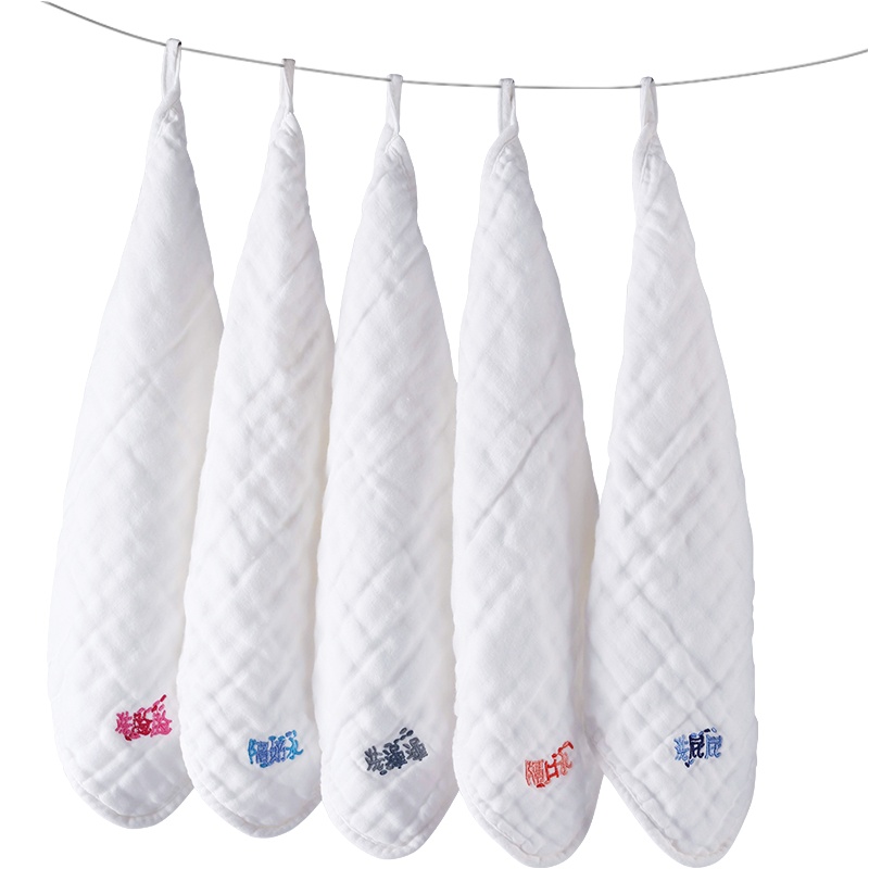 BACiUZZi帕琦婴儿纱布毛巾新生儿童手帕洗脸巾宝宝纯棉方巾5条装