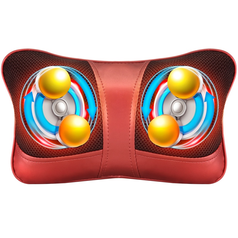 安尚按摩枕脖子全身肩颈部腰部颈椎电动红光加热正反揉捏按摩器车载按摩枕头家用车用按摩靠垫护颈枕揉捏神器富贵包颈椎枕头电动仪