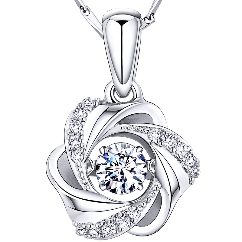 MyMiss爱如花925银镀铂金四叶草项链情侣吊坠项链女士银饰品生日情人节礼物送女友