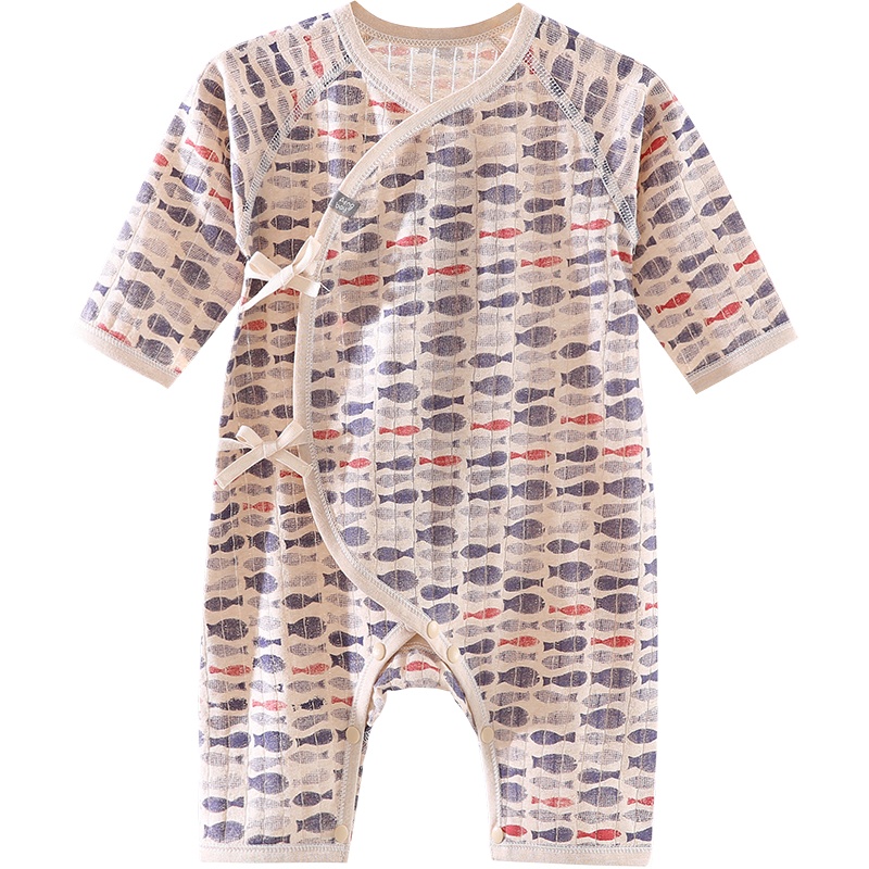 Aengbay 宝宝可爱连体衣绑带婴儿和尚服初生纯棉夏薄款超萌欧美风