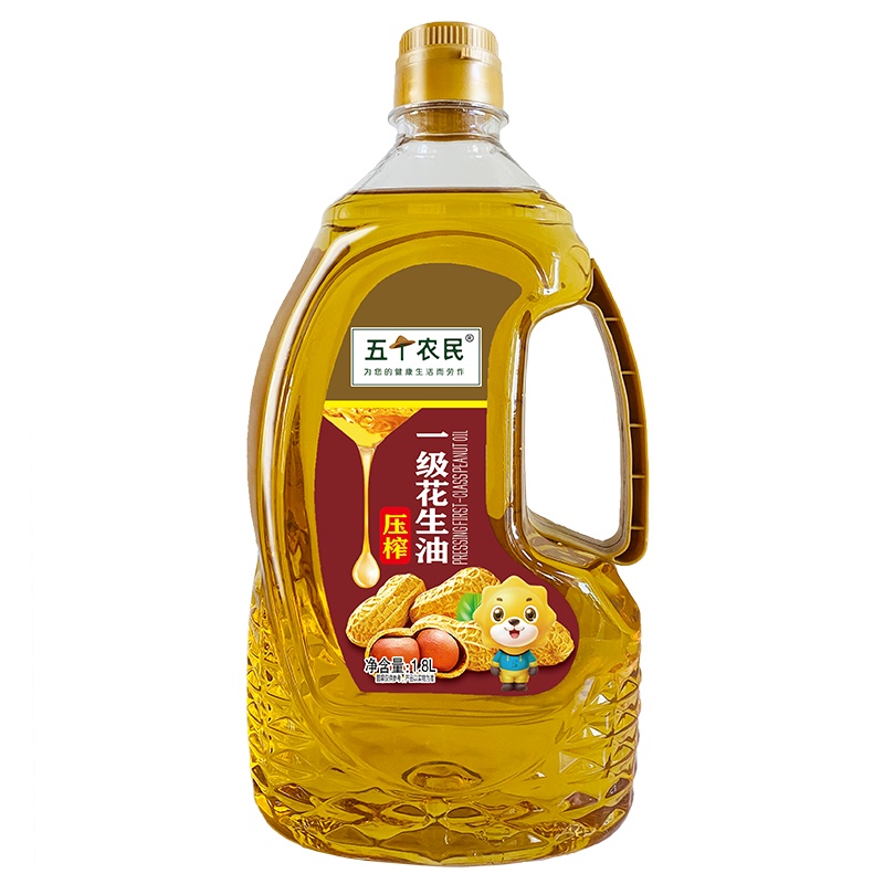 [预售到2022年1月10日发货]五个农民压榨一级花生油1.8L+小榨浓香菜籽油1.8L+初榨纯橄榄油250ml
