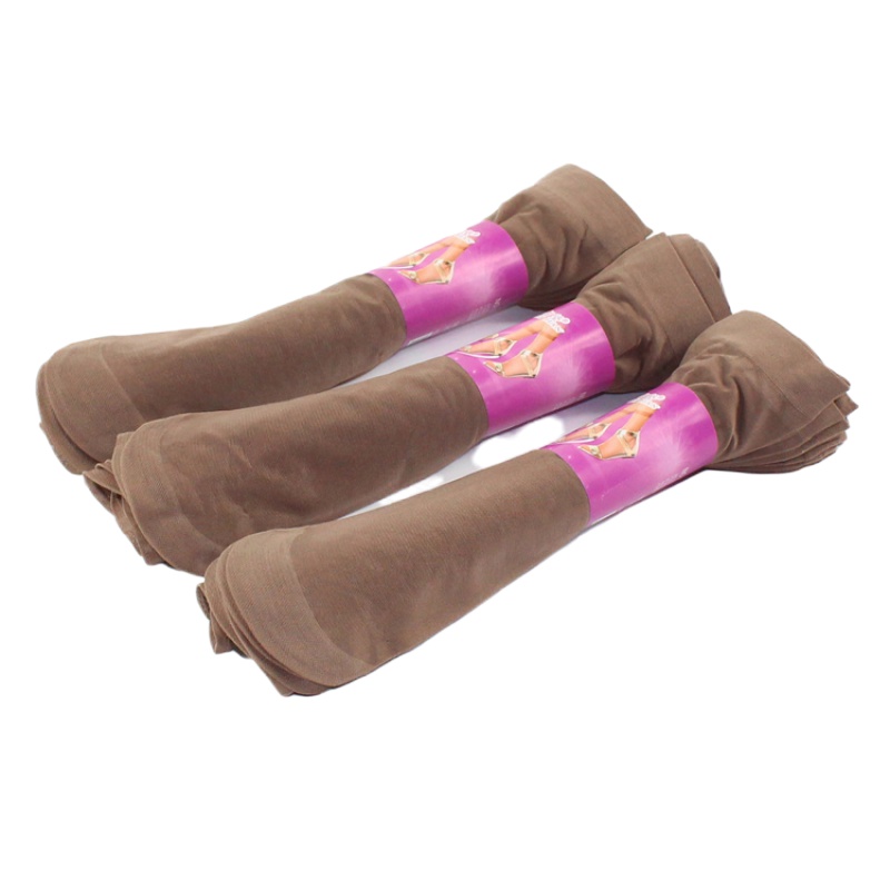 SUNTEK丝袜女薄款短夏肉色耐磨黑色短袜女装水晶丝短的袜子中筒肉 咖啡色30双 均码