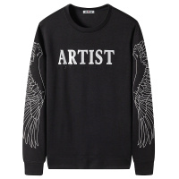 雅鹿男装新品撞色字母印花时尚百搭圆领男士上衣长袖卫衣2186W02051