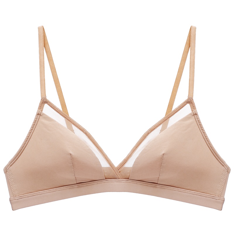 都市丽人性感小黑杯超薄单层网纱光面三角杯女内衣无钢圈文胸罩套装2B9201