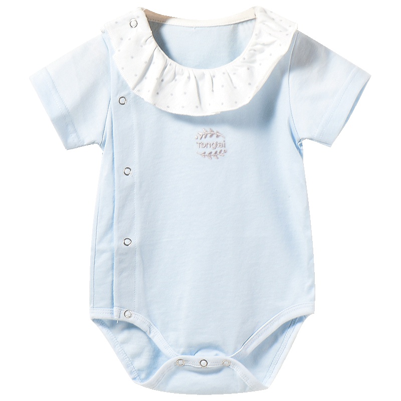 童泰TONGTAI婴幼儿内衣纯棉偏开包屁衣1-18个月女宝宝娃娃领连体衣爬服80cm