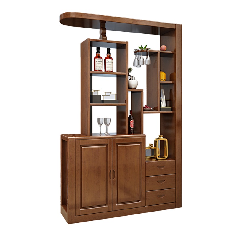 景山百岁 酒柜 实木酒柜 客厅屏风柜现代中式隔断柜 家用门口间厅柜 玄关柜双面柜 客房间厅柜