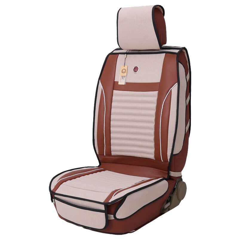 布雷什(BOLISH)五座四季通用汽车坐垫夏季凉垫仿亚麻养生全包围汽车座套座椅垫车内饰品皮麻标准款卡宴黄