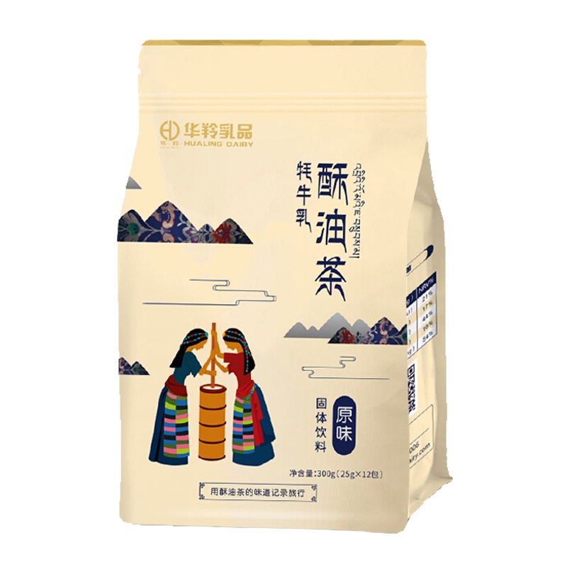 华羚300g原味酥油茶 咸味网红奶茶牦牛奶粉酥油茶藏区特产速溶原味25g*12包袋装