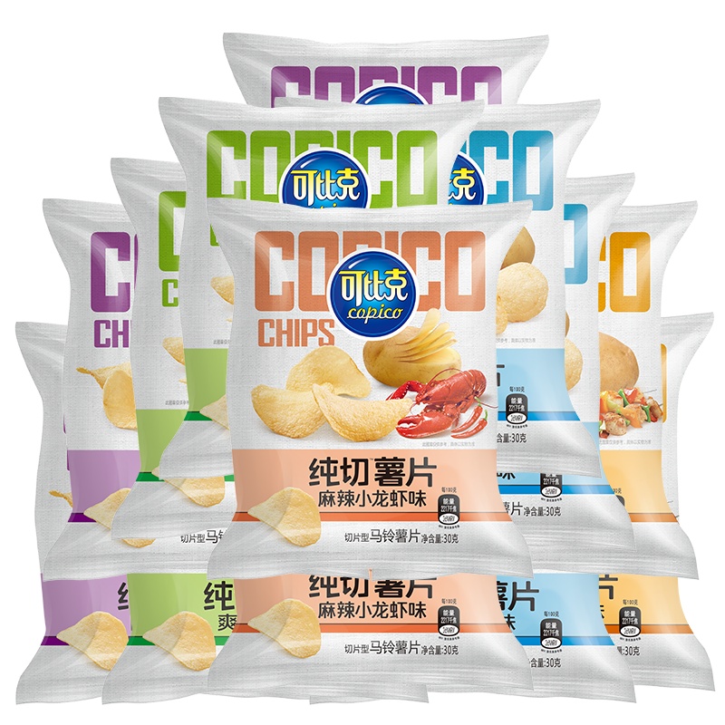 可比克薯片 纯切薯片13包 混合装 网红休闲零食袋装 混合口味随机30g*13包