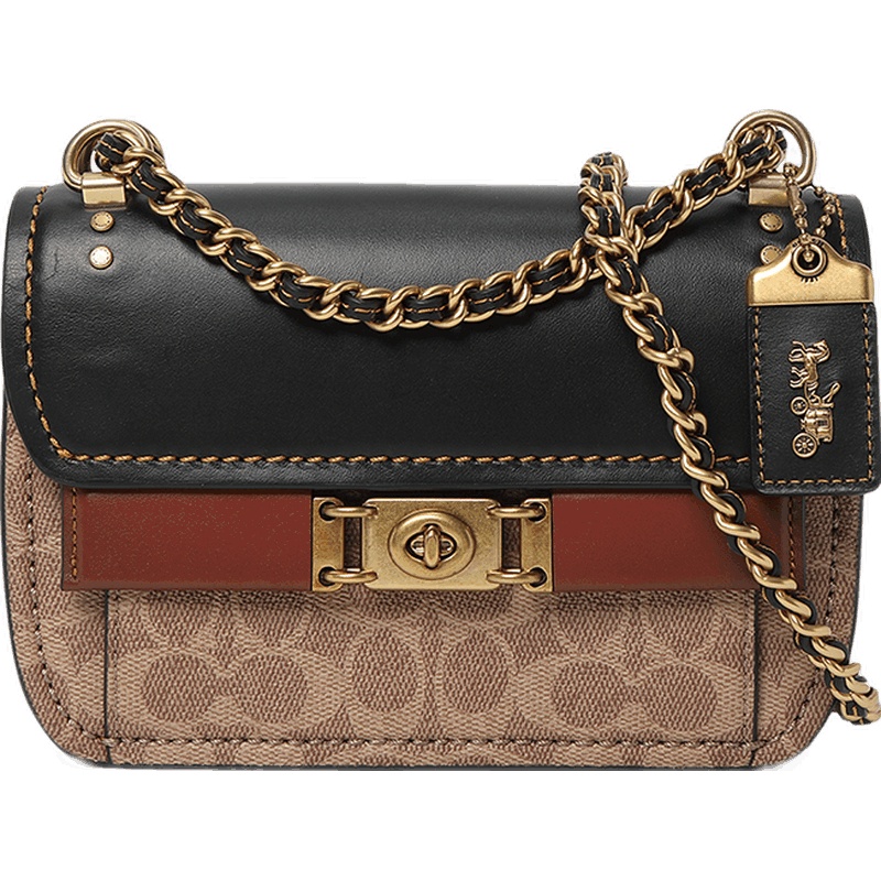 COACH 蔻驰 奢侈品 女士专柜款TROUPE系列涂层帆布配皮手提包单肩斜挎包 78490