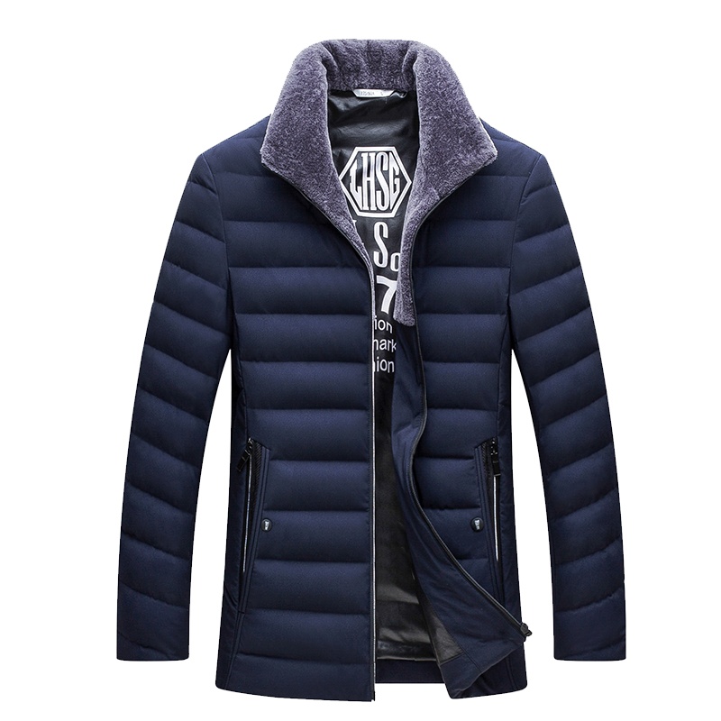 羽绒服男冬季仿羊羔毛领男士羽绒服外套中老年人保暖加厚爸爸装 C17806