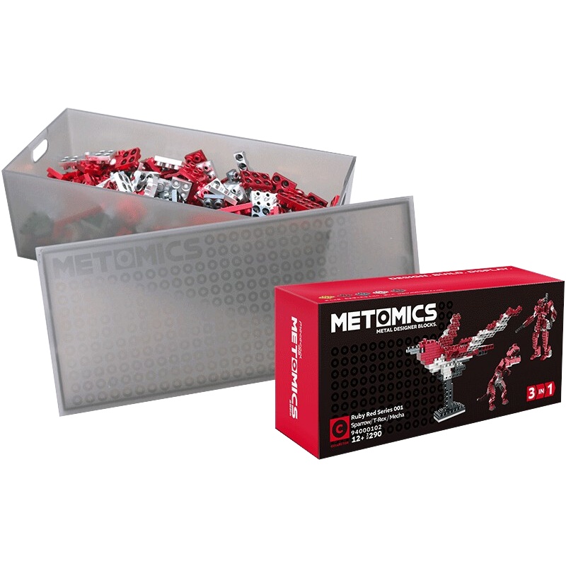 拼酷METOMICS金属积木多功能组合拼装积木男孩女孩益智玩具-290粒红色小鸟