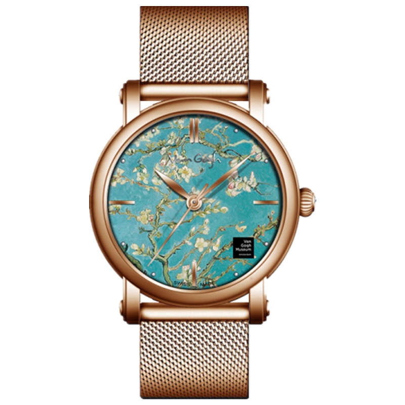 梵高(VAN GOGH) 手表女《盛开的杏树》文艺气质石英腕表博物馆钢带彩壳石英表女36mm