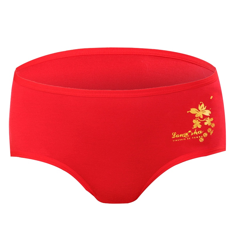 浪莎 2条装 女士本命年 大红印花三角裤 木纤维女士内裤