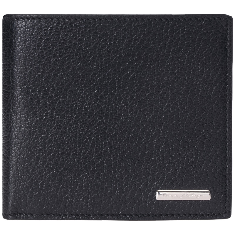Ermenegildo Zegna 杰尼亚 男士黑色牛皮短款对折钱包E1136X CBS NER 特价