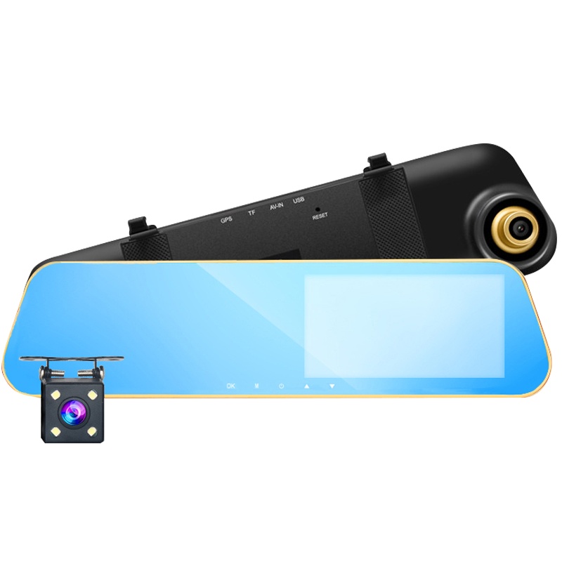 TAOERJ(淘尔杰)4.3英寸后视镜行车记录仪 前后双录1080P高清夜视倒车影像一体机[单镜头+32卡]