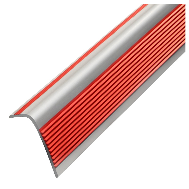 海斯迪克 HK0007 直角pvc楼梯防滑条 自粘硅胶橡胶L型防滑条 台阶包边 红色灰底2个(100*2.5*5cm)