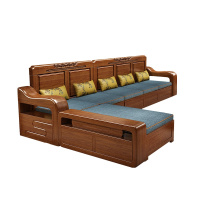 月影梳现代中式沙发简约小户型全实木转角贵妃储物胡桃木整装木质家具桐