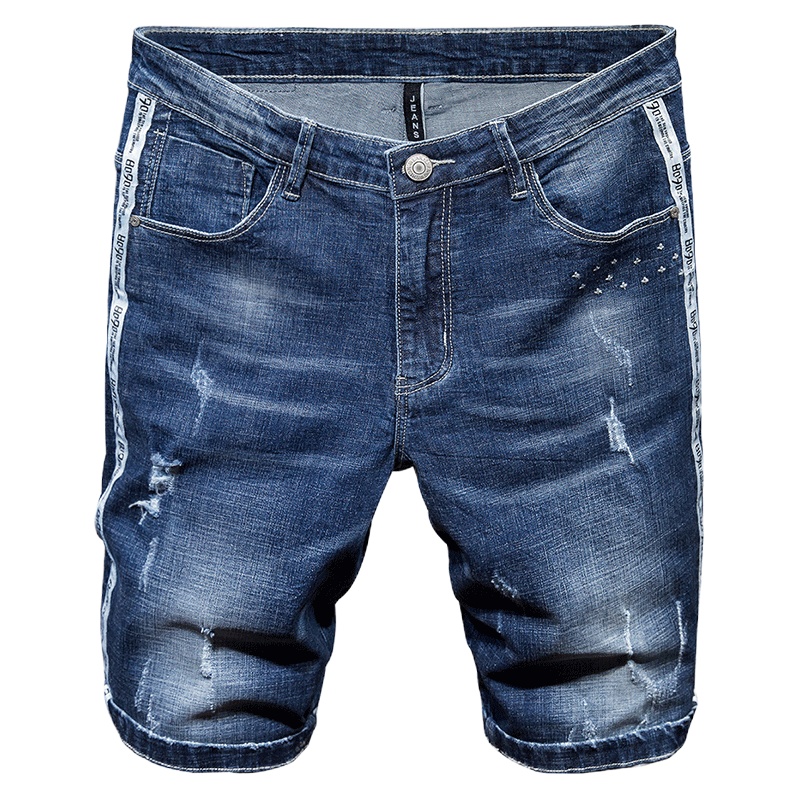 金盾(KIN DON)2021年夏季新款商务中青年男士牛仔裤男士短裤薄款弹力中高腰修身直筒休闲裤男士中裤男装大码五分裤男