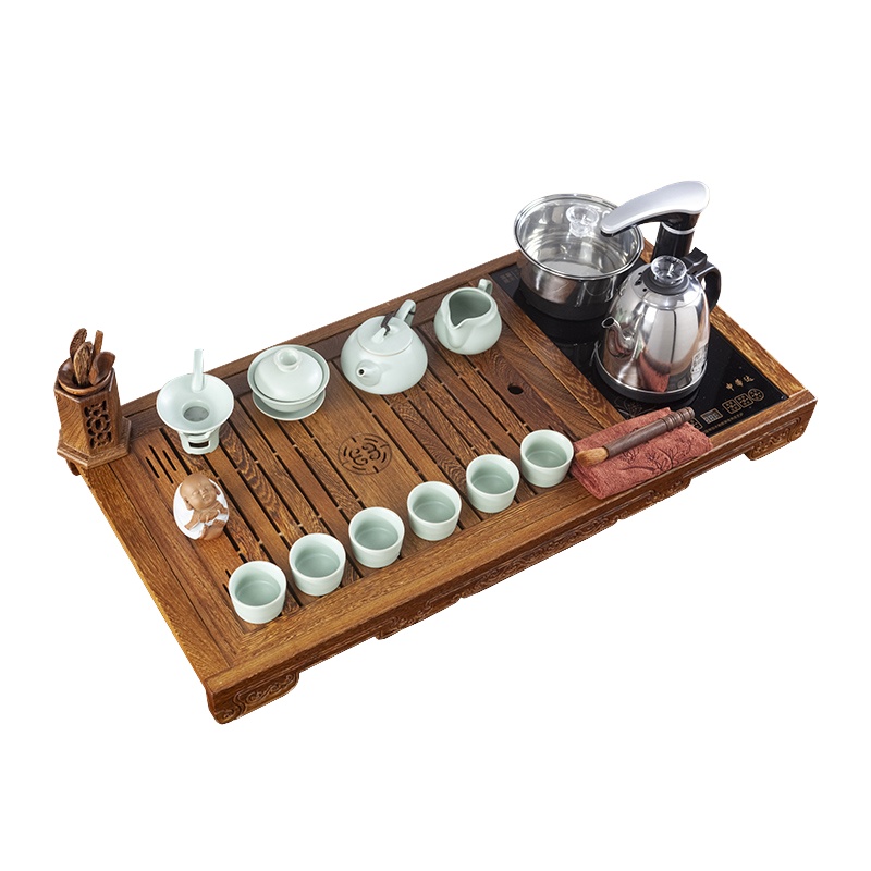 唐宏坊 鸡翅木实木茶具套装全自动一体茶盘套装 办公室茶具家用简约茶台茶海 功夫茶具套装 自动上水壶 款式四