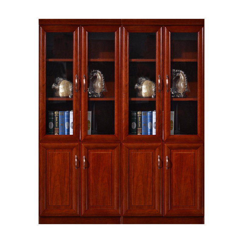 永格文件柜档案柜办公室木质文件柜财务柜带锁双门储物柜资料柜红胡桃木办公柜四门