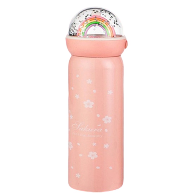 贝瑟斯 微景观彩虹创意亮片304不锈钢女清新少女心保温杯便携水杯